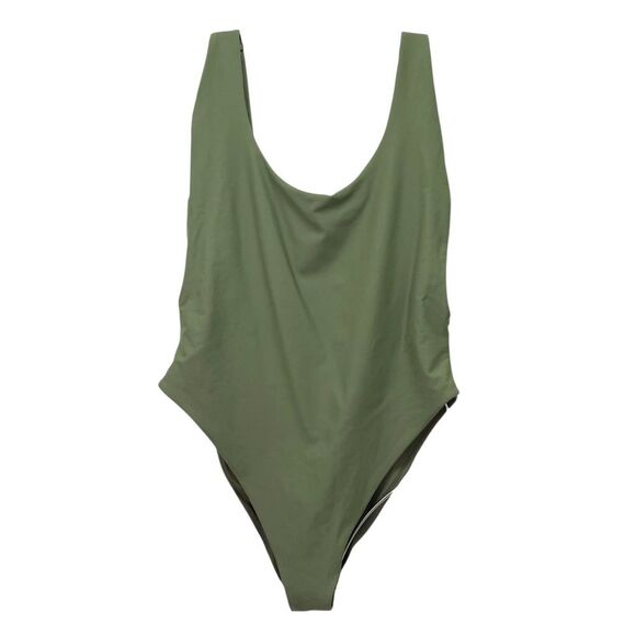 Aerie Super Scoop One Piece Swimsuit Size XL Olive Green Hi Cut Cheeky Swimwear - Picture 2 of 14
